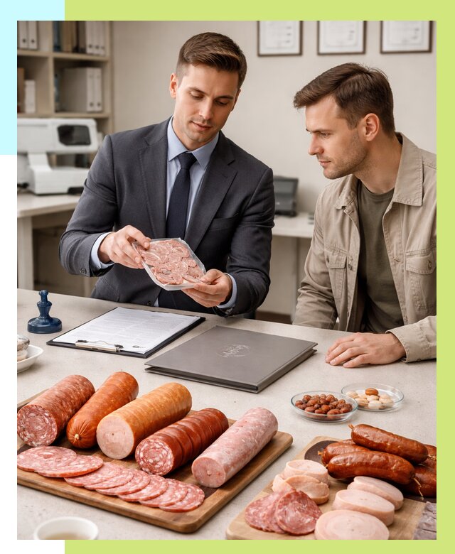 Сертификация колбасных изделий в Назарове от 7709 р. | Алешин-Нрв